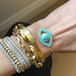 New Netali Nissim furtuna Big Eye Bracelet Evil Eye turquoise sterling 14kt $240